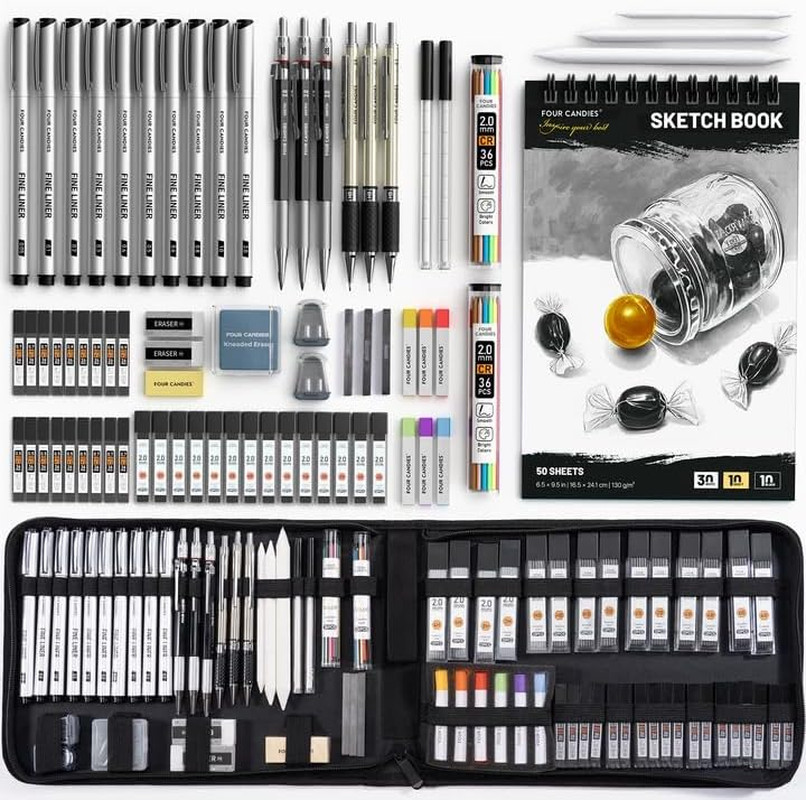 73PCS Advanced Art Supplies Drawing Kit with Fineliner Pens, Mechanical Pencils,