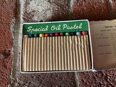 VTG Guitar Oil Pastels Made in Japan Brand New 12 Colors Original 35 Cent Tag