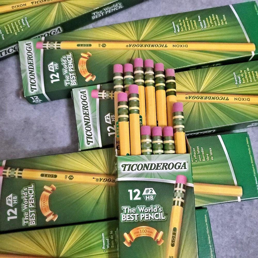 DIXON Ticonderoga Pencils #2 HB Soft With Eraser, 72 CT. SIX BOXES 12ea.