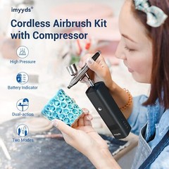 imyyds Airbrush Kit with Compressor, 32PSI High Pressure Cordless Airbrush Gu…