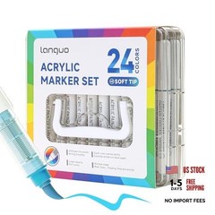 Acrylic Paint Markers Pens Set, Soft Brush Tip Markers with Fast 24 Colors