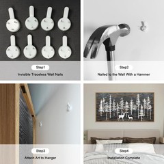 Modern White Forest Framed Canvas Wall Art Set, Minimalist Woodland Art Paint…