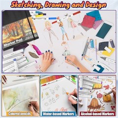 Portable Marker Pad Double Sided Bleedproof Paper Artist Sketchbook Easy Tear US