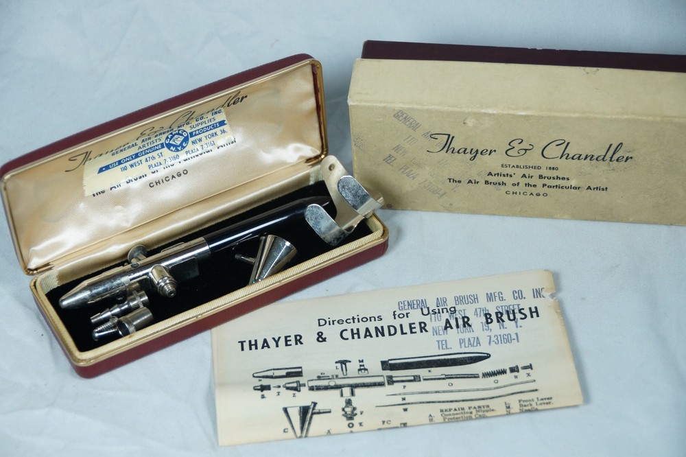 Pro Thayer and Chandler Model A Vintage Airbrush Gun Set New Old Stock In Box!