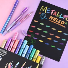 24 Colors Metallic Marker Pens, 12 Pack Dual Tone Acrylic Paint Pens Markers …