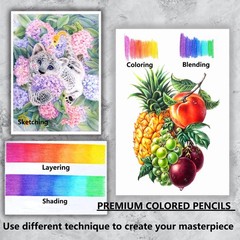 KALOUR Professional Colored Pencils,Set of 120 Colors,Artists Soft Core with Vib
