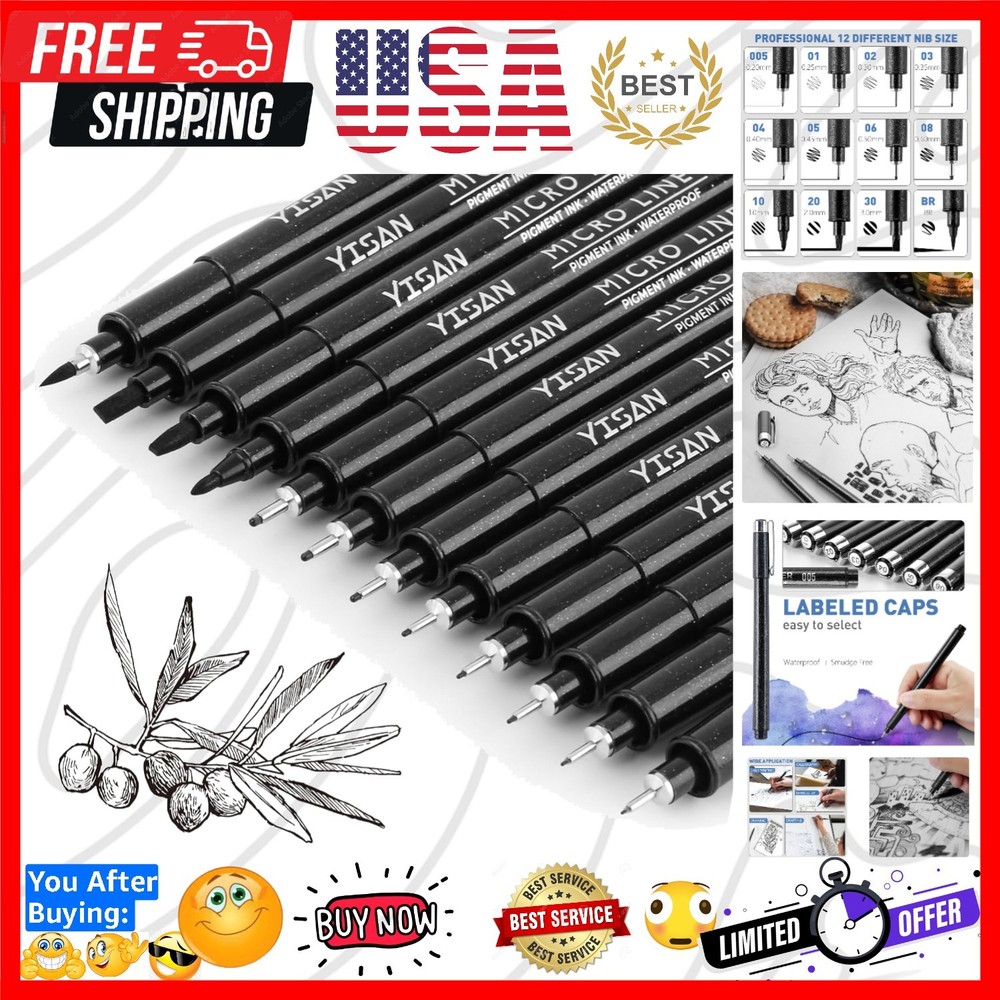 Drawing Art Pens,Micro Fineliner Pens,Fine Tip Manga Markers for Artist Sketc…