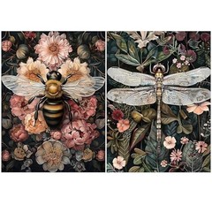 2 Pack Diamond Painting Kits for Adults,Diamond Art 12x16Inch Dragonfly Bee