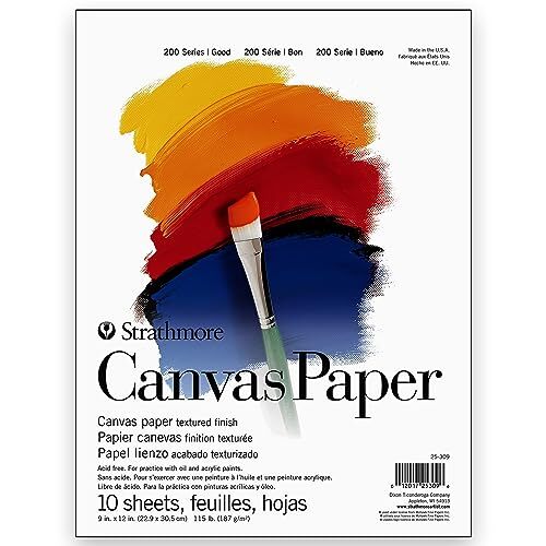 200 Series Canvas Paper, Tape Bound Pad, 9×12 inches, 10 Sheets (115lb/187g)
