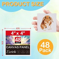ESRICH Canvas Boards for Painting, 48 Pack Canvases 4*4in 48pack, White