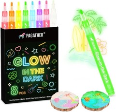 8 Colors Glow in the Dark Markers – 2Mm round Tip Neon Fluorescent Paint