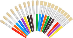 20 Pcs round and Flat Paint Brushes for Kids, Easy Hold, Bristle Craft Brushes