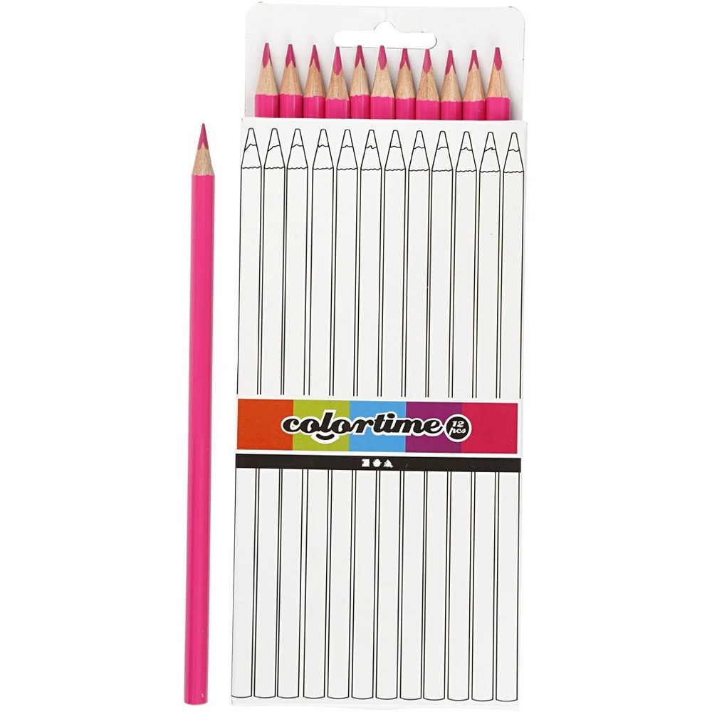 Colortime Pencil Crayons, Pink, One Size