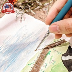Prudiut 25 Sheets Cotton Watercolor Paper, 300 GSM Deckled Edge, 5 x 7 inch, Rou