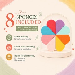 Non-Toxic Washable Face Painting Kit, 42 Colors, Brushes, Sponges & Stencils for