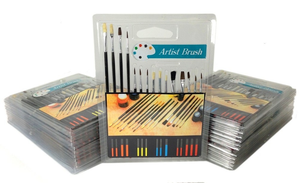 Set of 30: 15 Piece Artist Paint Brush Sets, All Purpose Oil Watercolor Acrylic