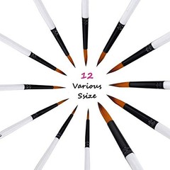 Acrylic Paint Brushes Set – 12pcs Professional Round Tip – 12 Different Sizes