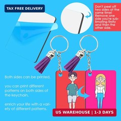 HTVRONT Sublimation Keychain Blanks – 120Pcs with Blue Protective Film – MDF Rec