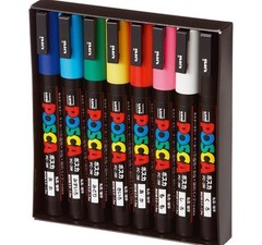 POSCA Water-Based Marker POSCA Round Tip 8 Colors Fine Point PC3M8C Mitsubishi