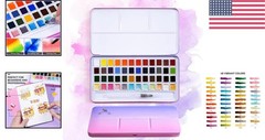 MeiLiang 48-Color Watercolor Paint Set with Brush – Vibrant & Non-Toxic Art Gift