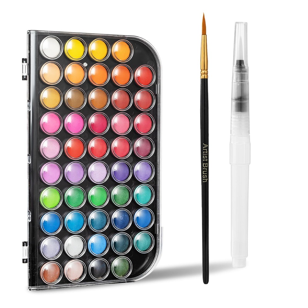 Watercolor Paint,48 Colors Washable Watercolor Paint Set With Brush, Refillab…
