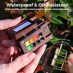 All-in-One Walnut Wood Watercolor Set 8-Color Travel Kit with Bag