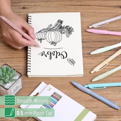 Retractable Gel Pens 8-Pack: Soft Grip, Fine Point 0.5mm, Fast-Dry Black Ink