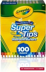 Crayola Super Tips Marker Set (100ct), Fine Point Washable Markers, Teacher Must