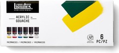 Pintura Gouache Acrilica Profesional, 6 X 22 Ml (0,74 Oz), Juego Primario