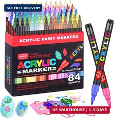 84 Colors Acrylic Paint Markers and ACRYLIAC PAINT PENS for Rock, Wood, Fabric,