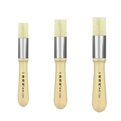 XDT#1368 3Pc Round Paint Wax Brush Natural Bristles Comfort-Grip Size #2 #4 #6