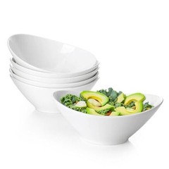 7 Inch Salad Bowls Set of 6, 18 oz Large Soup Bowls– Microwave 18 Ounce White