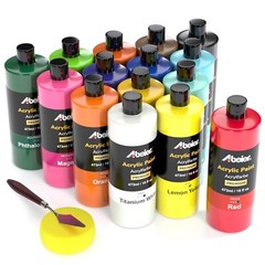 ABEIER Large Bulk Acrylic Paint Set, 15 Colors (473 ml/16 fl oz), Matte Finis…
