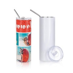 2 PCS Sublimation Blanks Skinny Tumbler White 20 OZ Straight Double Wall Stai…