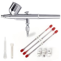 Professional Dual-Action Airbrush Kit, 0.2/0.3/0.5mm Nozzles, Gravity Feed Sp…