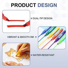 Broad & Fine Tip Markers, 8Pcs Oil-Based Markers Highlighter, Red