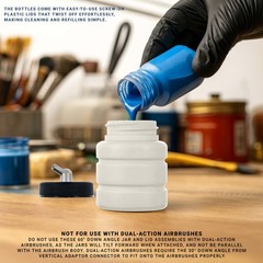 10 Airbrush 2.7oz Plastic Jar Bottles 60° Angle Adaptor Lid Assembly Single-Act