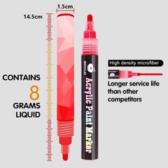 WONSAR Set of 18 Acrylic Paint Pens for Stones, Ceramic, Glass, Fabric, Wood