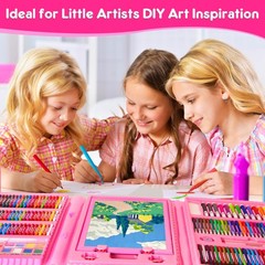 332pcs Art Set Drawing Painting Supplies Kit for Adults Kids Artists NEW (Pink)