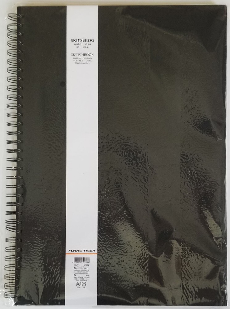 FLYING TIGER acid free 50 sheets SKITSEBORG 11.6×16.5″ medium surface SKETCHBOOK