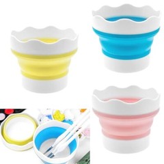 3 Pcs Collapsible Paint Brush Washer Silicone Portable Blue+yellow+pink