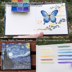 Mini Watercolor Travel Set, Inspired by the Starry Night,with 12 Shimmer Colo…