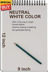 9″ x 12″ Sketch Book, Top Spiral Bound Sketch Pad, 1 Pack 100 Sheets 68lb/100gsm