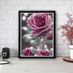 Shining Rose Diamond Art Kits for Adults-Pink Rose Diamond Art Kits for Adulttt