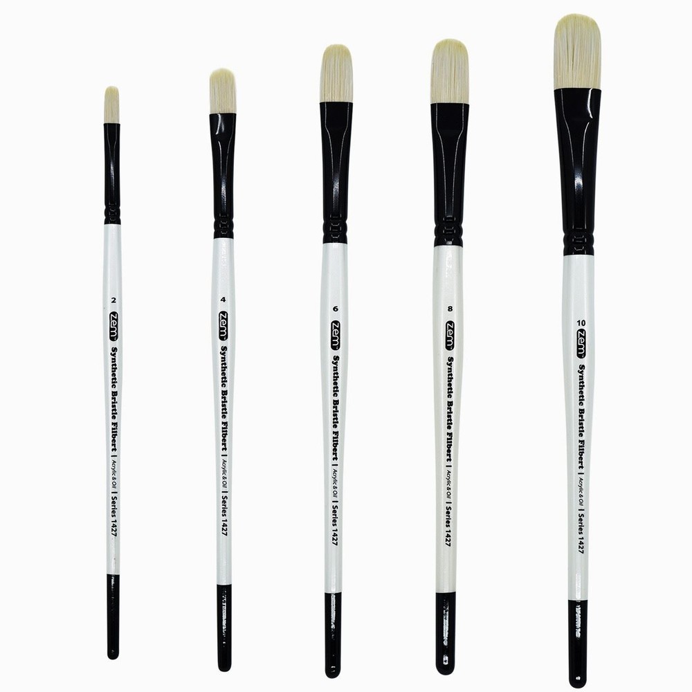 AS-232 White Bristle Synthetic Filberts Brush Set 5 pcs