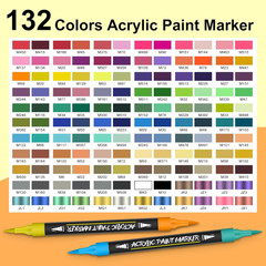 132 Colors Acrylic Paint Markers Pens Set 66 Pack Brush Acrylic Paint Markers