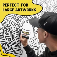 3 Jumbo Permanent Markers Black, 15mm Thick Wide Tip, Large Acrylic Paint Mar…
