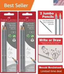 2-Count Jumbo Graphite Pencil Set – Triangular Grip, Ideal for Kids’ Creativity