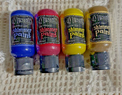 Dylusions Shimmer Paints Lot1- 1ozs-Sand, Lemn Zest, Pnk Flamingo, BluePeriwink