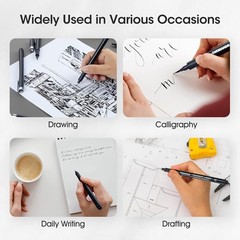 12-Piece Technical Drawing Pens Set with Ergonomic Grip for Professionals